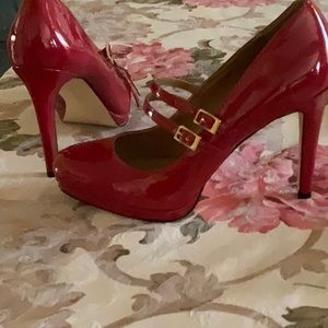 CK glossy red heels